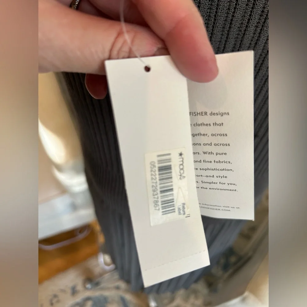 EILEEN FISHER Refined Viscose Pleat Kick Surplice Knee Length Dress, XL NWT - Picture 7 of 15